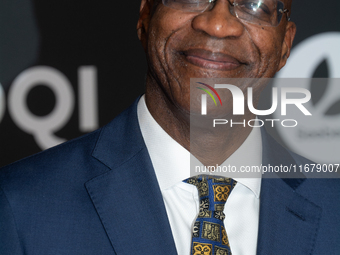 Edwin Moses, a former American hurdler, attends the screening of ''13 Steps - Die Unglaubliche Karriere von Edwin Moses'' at Film Palast in...