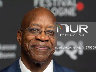 Edwin Moses, a former American hurdler, attends the screening of ''13 Steps - Die Unglaubliche Karriere von Edwin Moses'' at Film Palast in...