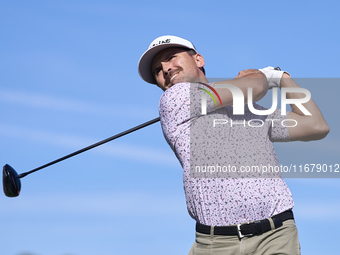 David Ravetto of France tees off on the 6th hole during the Estrella Damm N.A. Andalucia Masters 2024 at Real Club de Golf Sotogrande in San...