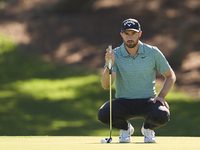 Frederic Lacroix of France reacts on the 5th green during the Estrella Damm N.A. Andalucia Masters 2024 at Real Club de Golf Sotogrande in S...