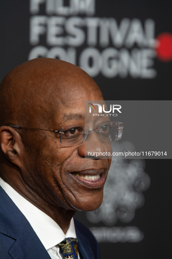 Edwin Moses, a former American hurdler, attends the screening of ''13 Steps - Die Unglaubliche Karriere von Edwin Moses'' at Film Palast in...