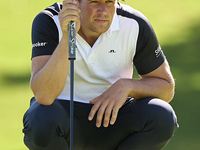 Niklas Norgaard of Denmark reacts on the 5th green during the Estrella Damm N.A. Andalucia Masters 2024 at Real Club de Golf Sotogrande in S...