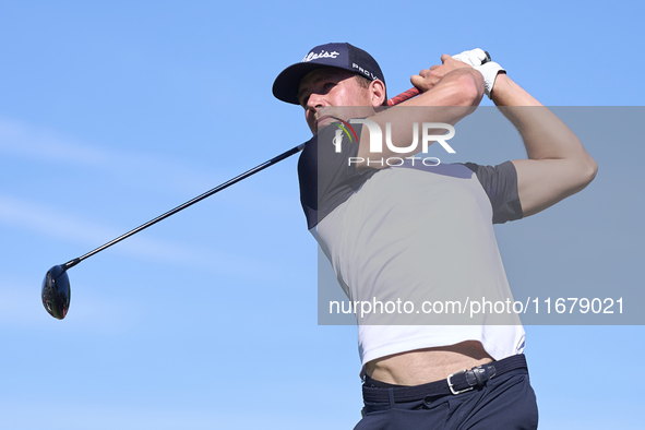 Niklas Norgaard of Denmark tees off on the 6th hole during the Estrella Damm N.A. Andalucia Masters 2024 at Real Club de Golf Sotogrande in...