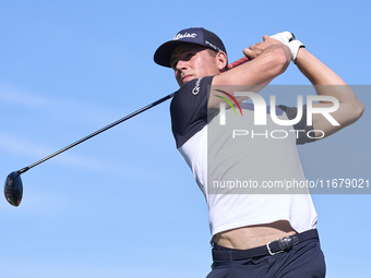 Niklas Norgaard of Denmark tees off on the 6th hole during the Estrella Damm N.A. Andalucia Masters 2024 at Real Club de Golf Sotogrande in...