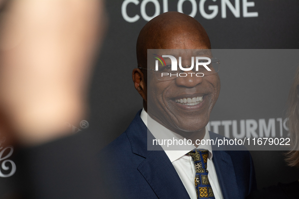 Edwin Moses, a former American hurdler, attends the screening of ''13 Steps - Die Unglaubliche Karriere von Edwin Moses'' at Film Palast in...