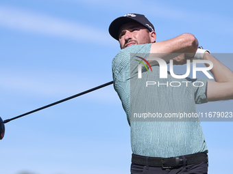 Frederic Lacroix of France tees off on the 6th hole during the Estrella Damm N.A. Andalucia Masters 2024 at Real Club de Golf Sotogrande in...