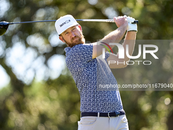 Kevin Chappell of the USA tees off on the 9th hole during the Estrella Damm N.A. Andalucia Masters 2024 at Real Club de Golf Sotogrande in S...