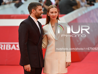 Jacopo Olmo Antinori and Yeva Varenitsina attend the ''Arsa'' red carpet during the 19th Rome Film Festival at Auditorium Parco Della Musica...