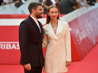 Jacopo Olmo Antinori and Yeva Varenitsina attend the ''Arsa'' red carpet during the 19th Rome Film Festival at Auditorium Parco Della Musica...