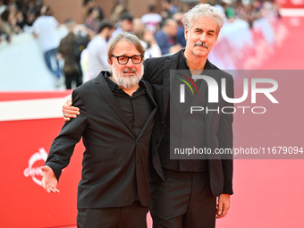 Nicolo Massazza and Iacopo Bedogni attend the ''Arsa'' red carpet during the 19th Rome Film Festival at Auditorium Parco Della Musica in Rom...