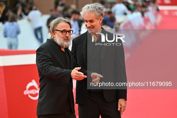 Nicolo Massazza and Iacopo Bedogni attend the ''Arsa'' red carpet during the 19th Rome Film Festival at Auditorium Parco Della Musica in Rom...