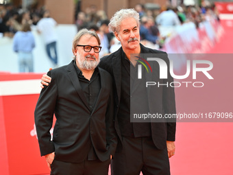 Nicolo Massazza and Iacopo Bedogni attend the ''Arsa'' red carpet during the 19th Rome Film Festival at Auditorium Parco Della Musica in Rom...