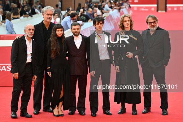 (L-R) Iacopo Bedogni, Nicolo Massazza, Gala Zohar Martinucci, Giovanni Cannata, Jacopo Olmo Antinori, Luca Chikovani, and a guest attend the...