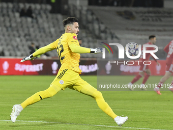 Iustin Popescu plays during the Universitatea Cluj vs. Otelul Galati match at Cluj Arena in Cluj, Romania, on October 18, 2024. (