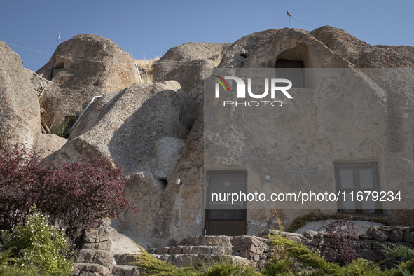 An exterior view of the Kandovan cliff hotel in the village of Kandovan, 650 km (400 miles) northwest of Tehran, Iran, on October 18, 2024....