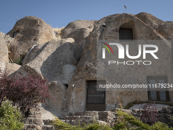 An exterior view of the Kandovan cliff hotel in the village of Kandovan, 650 km (400 miles) northwest of Tehran, Iran, on October 18, 2024....