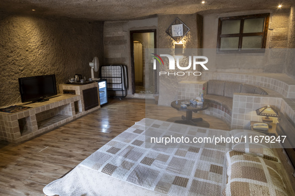 An interior view of a room at the Kandovan cliff hotel in the village of Kandovan, 650 km (400 miles) northwest of Tehran, Iran, on October...