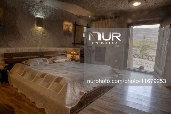 An interior view of a room at the Kandovan cliff hotel in the village of Kandovan, 650 km (400 miles) northwest of Tehran, Iran, on October...