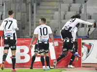 Players of U Cluj celebrate during Universitatea Cluj versus Otelul Galati at Cluj Arena in Cluj, Romania, on October 18, 2024 (