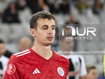 Juri Cisotti participates in the Universitatea Cluj vs. Otelul Galati match at Cluj Arena in Cluj, Romania, on October 18, 2024. (