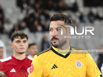 Iustin Popescu participates in the Universitatea Cluj vs. Otelul Galati match at Cluj Arena in Cluj, Romania, on October 18, 2024. (