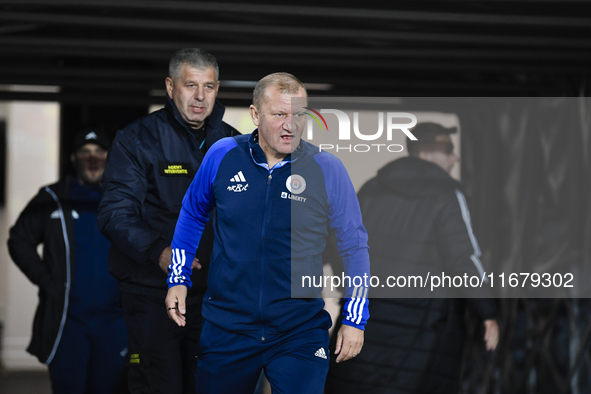 Dorinel Munteanu participates in the Universitatea Cluj vs. Otelul Galati match at Cluj Arena in Cluj, Romania, on October 18, 2024. 