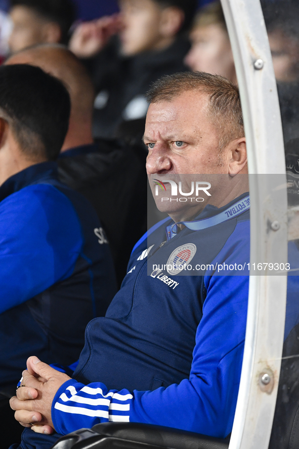 Dorinel Munteanu participates in the Universitatea Cluj vs. Otelul Galati match at Cluj Arena in Cluj, Romania, on October 18, 2024. 