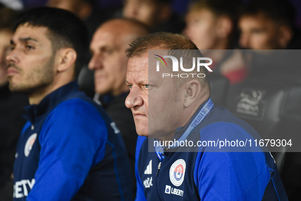 Dorinel Munteanu participates in the Universitatea Cluj vs. Otelul Galati match at Cluj Arena in Cluj, Romania, on October 18, 2024. 