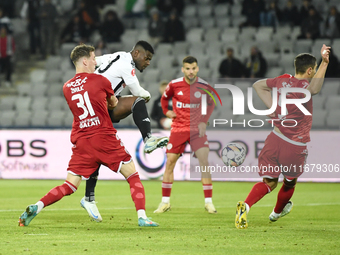 Mamadou Thiam plays during the match between Universitatea Cluj and Otelul Galati at Cluj Arena in Cluj, Romania, on October 18, 2024. (