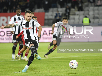 Dan Nistor plays during Universitatea Cluj versus Otelul Galati at Cluj Arena in Cluj, Romania, on October 18, 2024. (