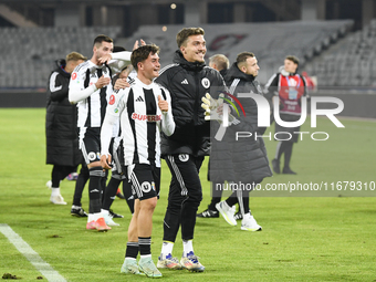 Alexandru Bota and Andrei Gorcea participate in the Universitatea Cluj vs. Otelul Galati match at Cluj Arena in Cluj, Romania, on October 18...