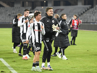 Alexandru Bota and Andrei Gorcea participate in the Universitatea Cluj vs. Otelul Galati match at Cluj Arena in Cluj, Romania, on October 18...