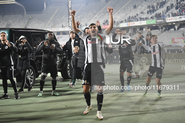 Iulian Cristea participates in the Universitatea Cluj vs. Otelul Galati match at Cluj Arena in Cluj, Romania, on October 18, 2024. 