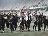 Players of Universitatea Cluj celebrate during the Universitatea Cluj v Otelul Galati match at Cluj Arena in Cluj, Romania, on October 18, 2...