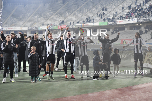 Players of Universitatea Cluj celebrate during the Universitatea Cluj v Otelul Galati match at Cluj Arena in Cluj, Romania, on October 18, 2...