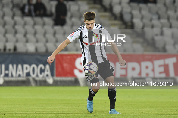 Gabriel Simion plays during Universitatea Cluj versus Otelul Galati at Cluj Arena in Cluj, Romania, on October 18, 2024 