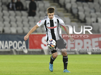 Gabriel Simion plays during Universitatea Cluj versus Otelul Galati at Cluj Arena in Cluj, Romania, on October 18, 2024 (