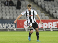 Gabriel Simion plays during Universitatea Cluj versus Otelul Galati at Cluj Arena in Cluj, Romania, on October 18, 2024 (