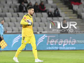 Iustin Popescu plays during the Universitatea Cluj vs. Otelul Galati match at Cluj Arena in Cluj, Romania, on October 18, 2024. (