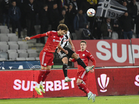 Miguel Silva and Dan Nistor play during the Universitatea Cluj vs. Otelul Galati match at Cluj Arena in Cluj, Romania, on October 18, 2024....