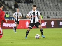 Gabriel Simion plays during Universitatea Cluj versus Otelul Galati at Cluj Arena in Cluj, Romania, on October 18, 2024 (