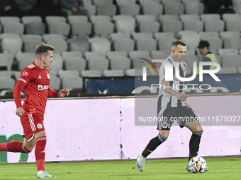 Robert Silaghi is in action during Universitatea Cluj versus Otelul Galati at Cluj Arena in Cluj, Romania, on October 18, 2024. (