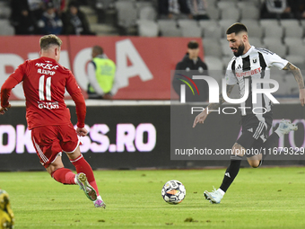 Radu Boboc plays during Universitatea Cluj versus Otelul Galati at Cluj Arena in Cluj, Romania, on October 18, 2024 (