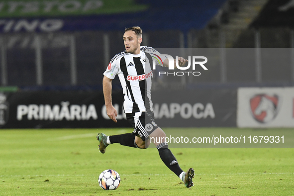 Daniel Lasure plays during Universitatea Cluj versus Otelul Galati at Cluj Arena in Cluj, Romania, on October 18, 2024. 