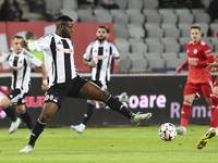 Mamadou Thiam plays during Universitatea Cluj versus Otelul Galati at Cluj Arena in Cluj, Romania, on October 18, 2024. (