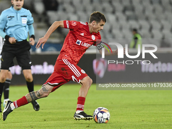 Juri Cisotti plays during the Universitatea Cluj vs. Otelul Galati match at Cluj Arena in Cluj, Romania, on October 18, 2024. (