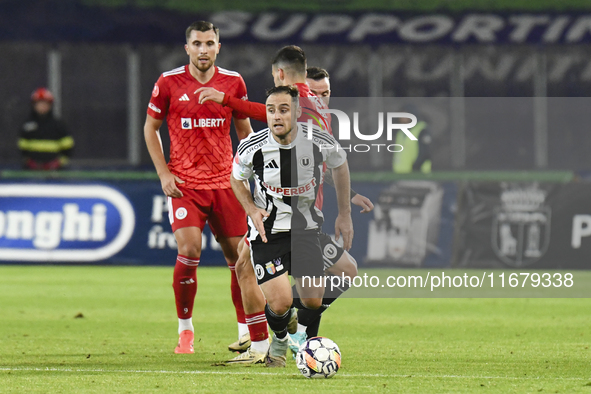 Daniel Lasure plays during Universitatea Cluj versus Otelul Galati at Cluj Arena in Cluj, Romania, on October 18, 2024. 