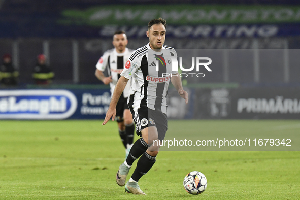 Daniel Lasure plays during Universitatea Cluj versus Otelul Galati at Cluj Arena in Cluj, Romania, on October 18, 2024. 