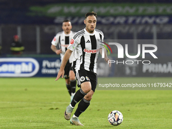 Daniel Lasure plays during Universitatea Cluj versus Otelul Galati at Cluj Arena in Cluj, Romania, on October 18, 2024. (