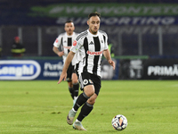 Daniel Lasure plays during Universitatea Cluj versus Otelul Galati at Cluj Arena in Cluj, Romania, on October 18, 2024. (